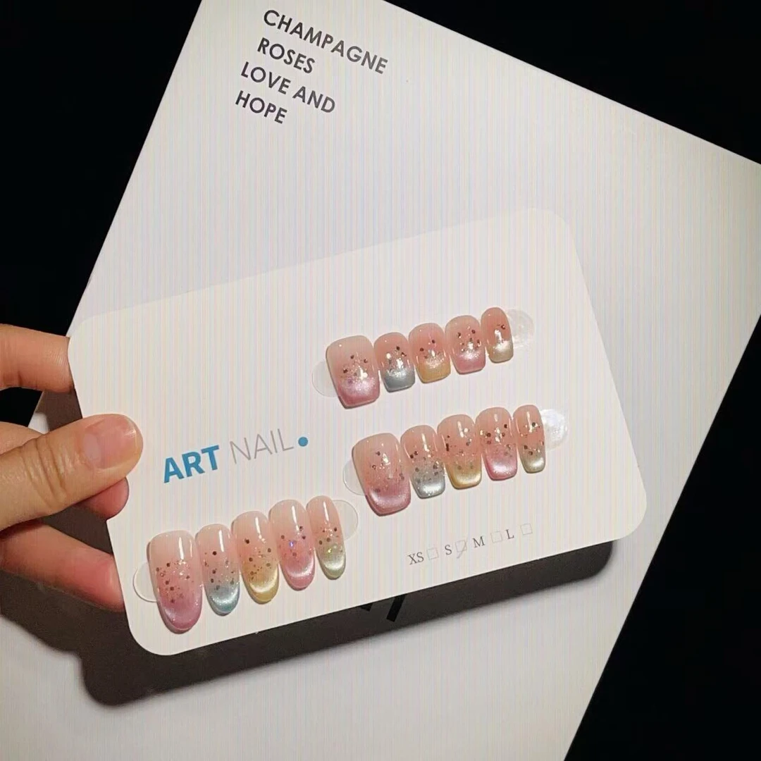 ZhiHua设计师专款【元气彩虹】纯手工轻奢美甲穿戴甲