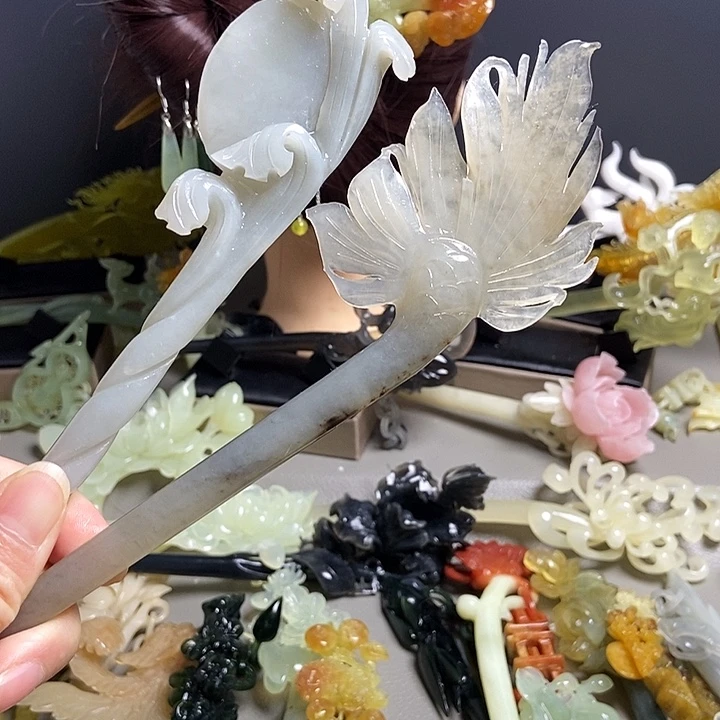 岫玉未镶嵌发簪发簪