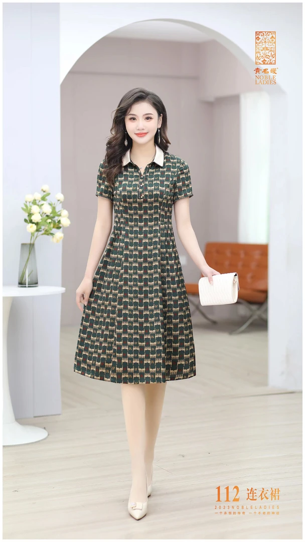 E112连衣裙显瘦复古时尚气质夏季