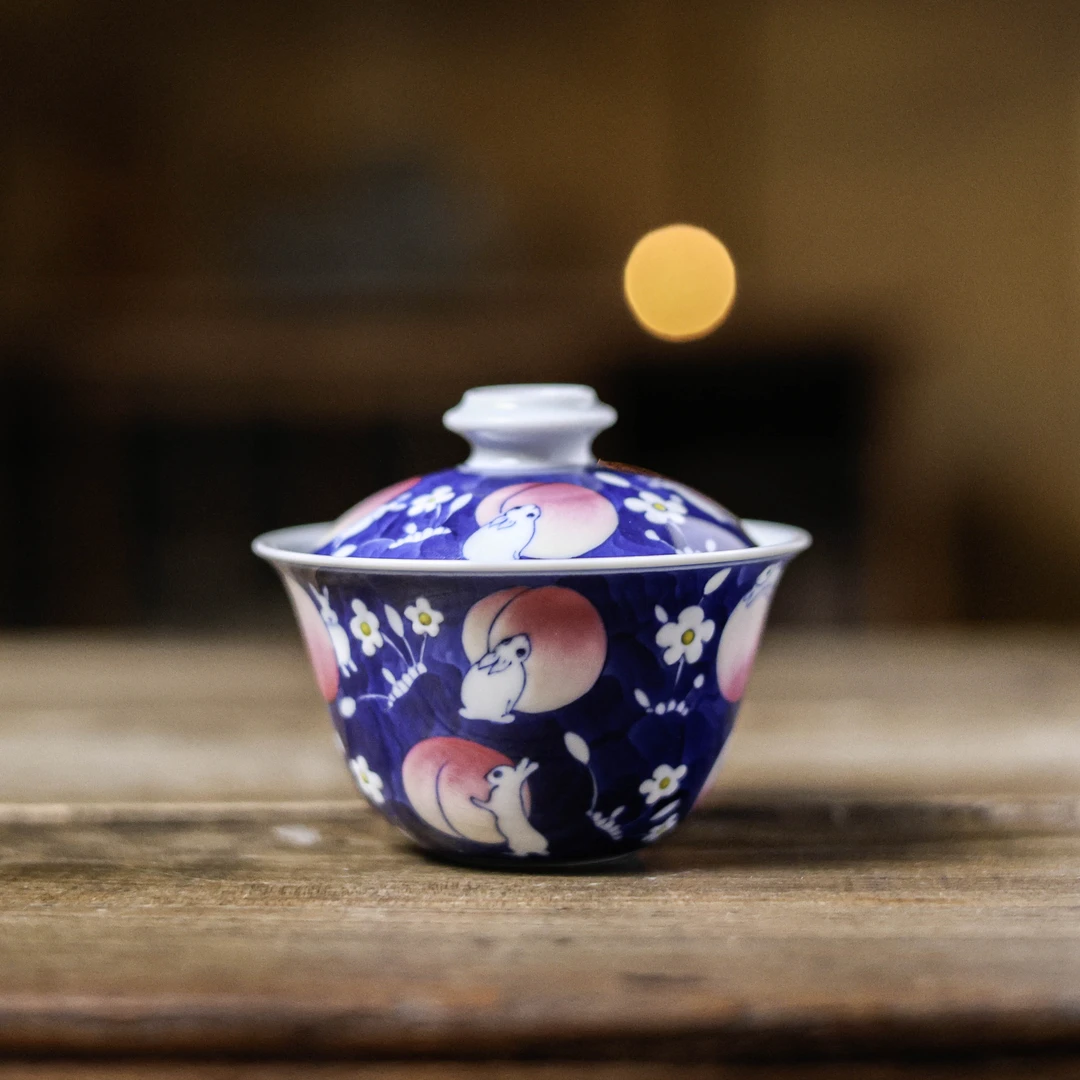 【见珊】卓君-淘气兔盖碗(卓君S0175)