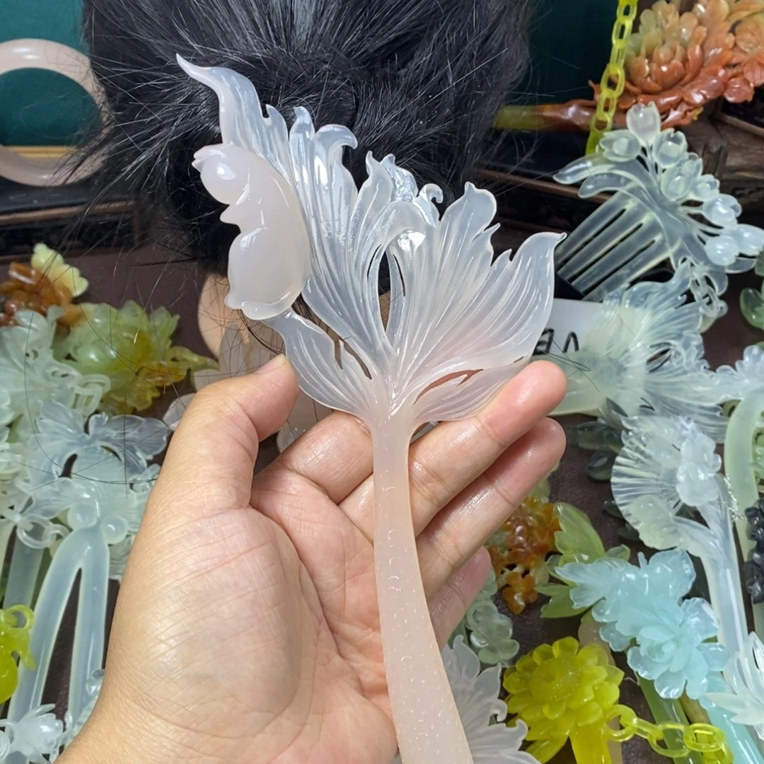 双***双蛇纹石玉未镶嵌发饰