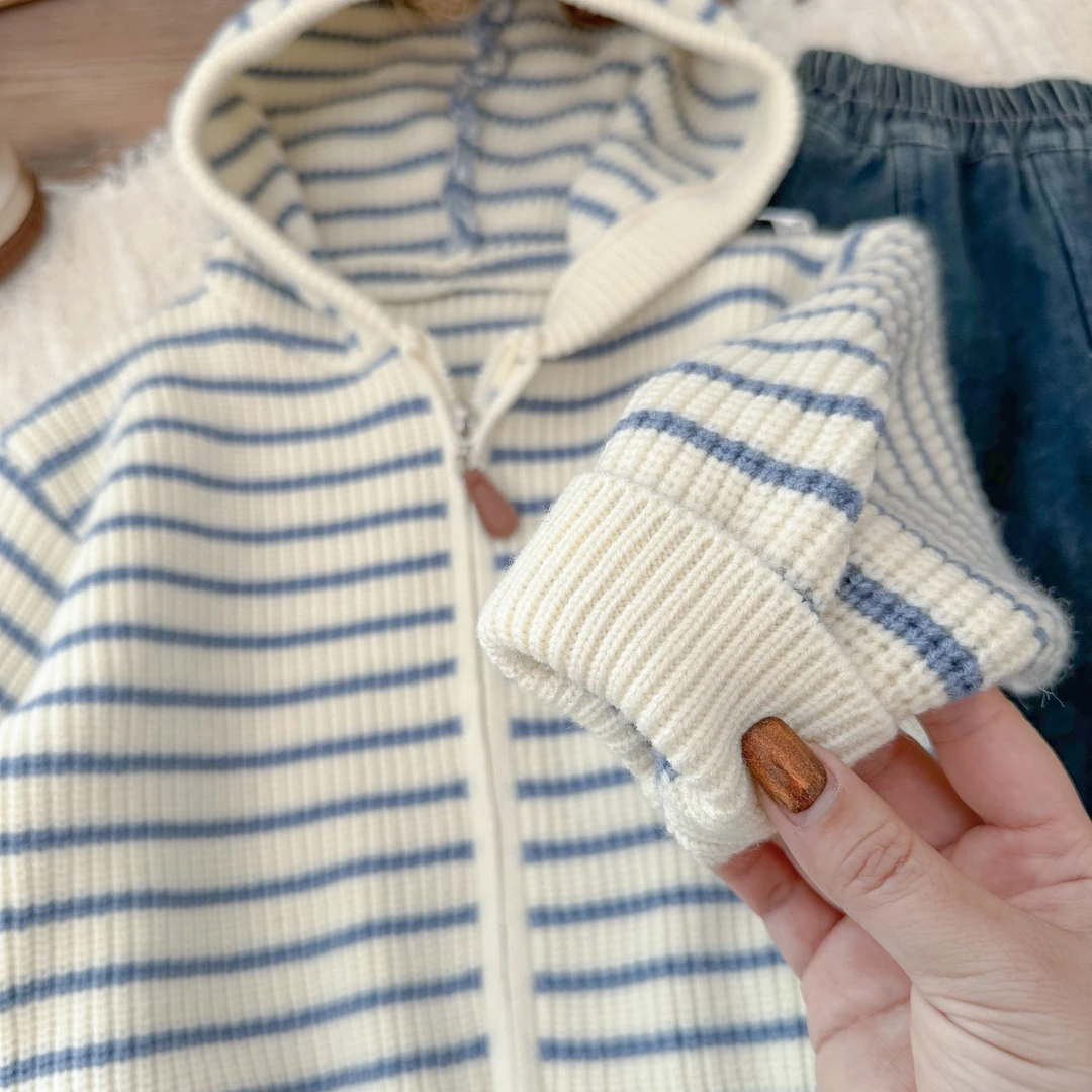 儿童冬季毛衣2024年新款儿童冬装条纹毛衣拉链款BMD3709