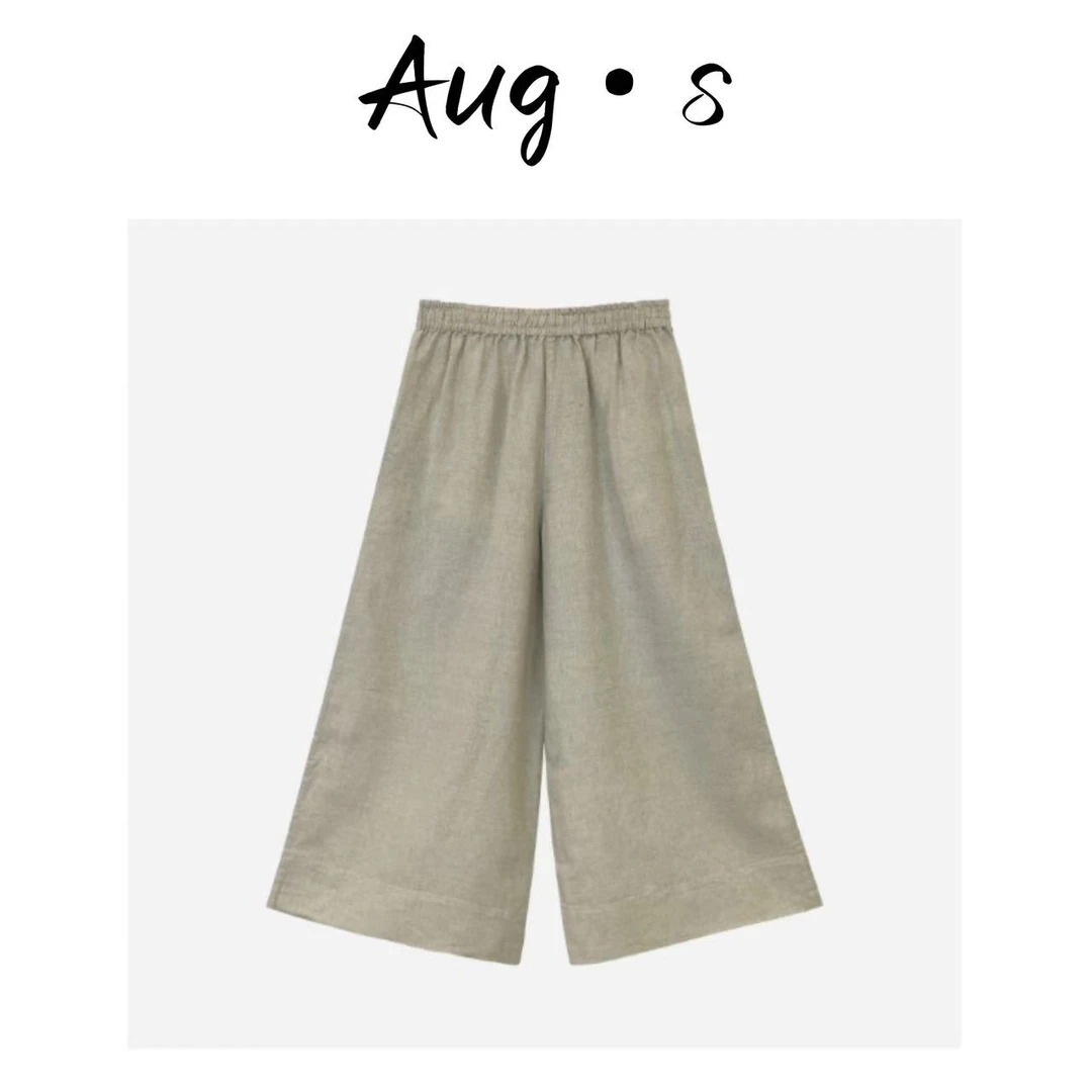 八月【亚麻混纺长裤】小众亚麻混纺弹力腰休闲裤  YL-SS6554