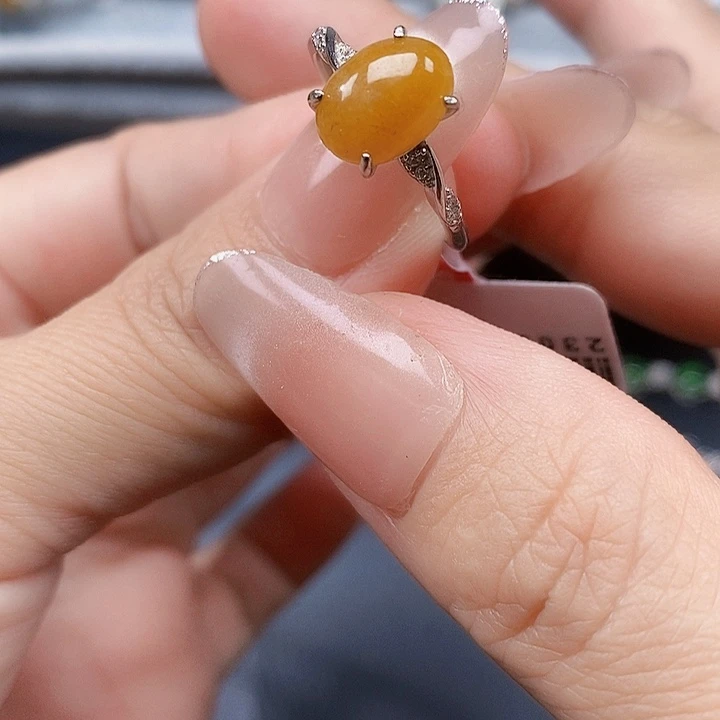 翡翠银S925镶嵌戒指缅甸翡翠