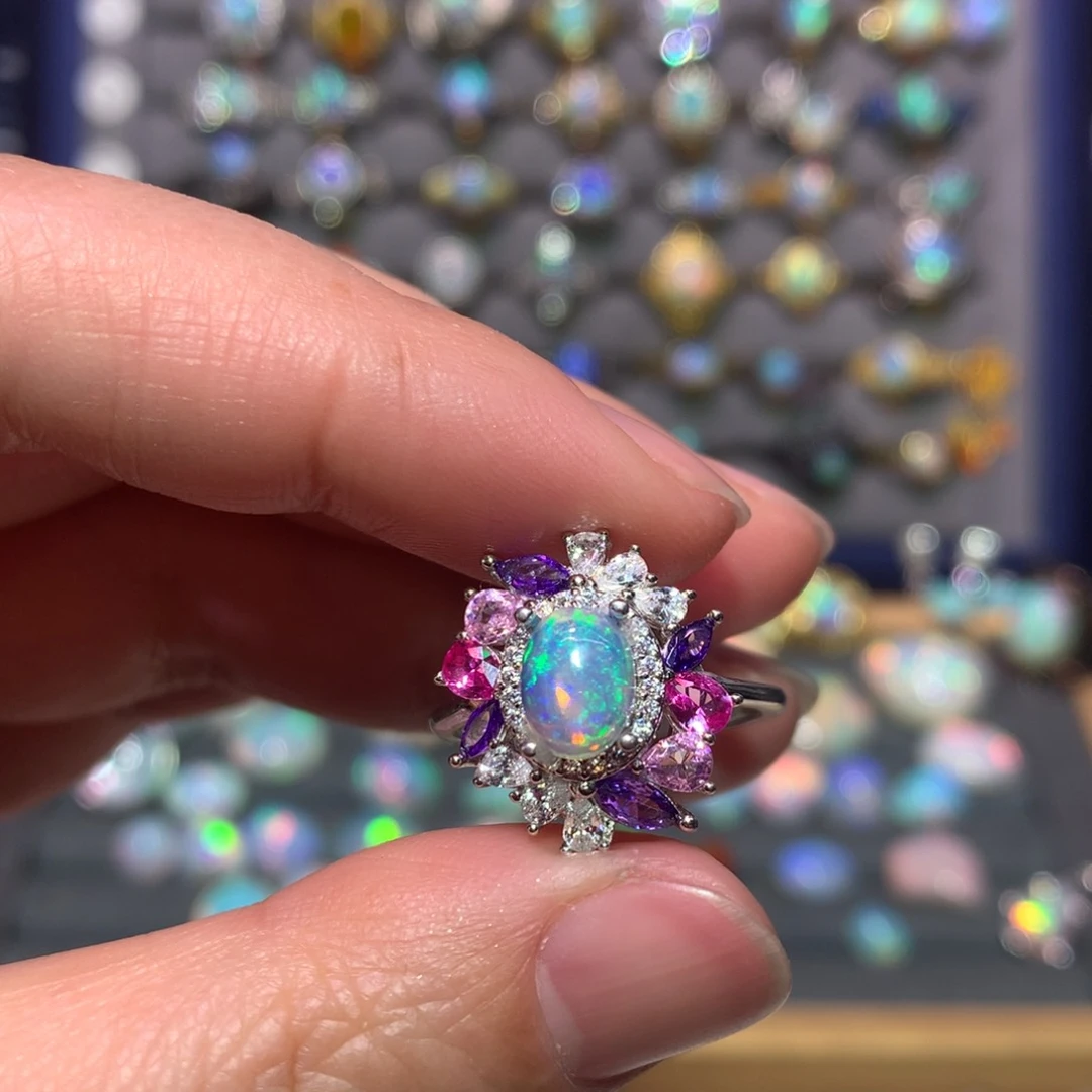 银S925镶嵌欧泊戒指款式