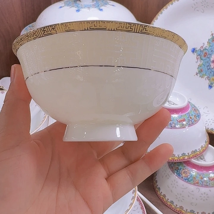 45%以上骨粉骨瓷步步高升碗单拍