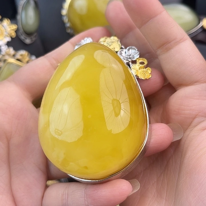 琥珀银S925镶嵌裸石