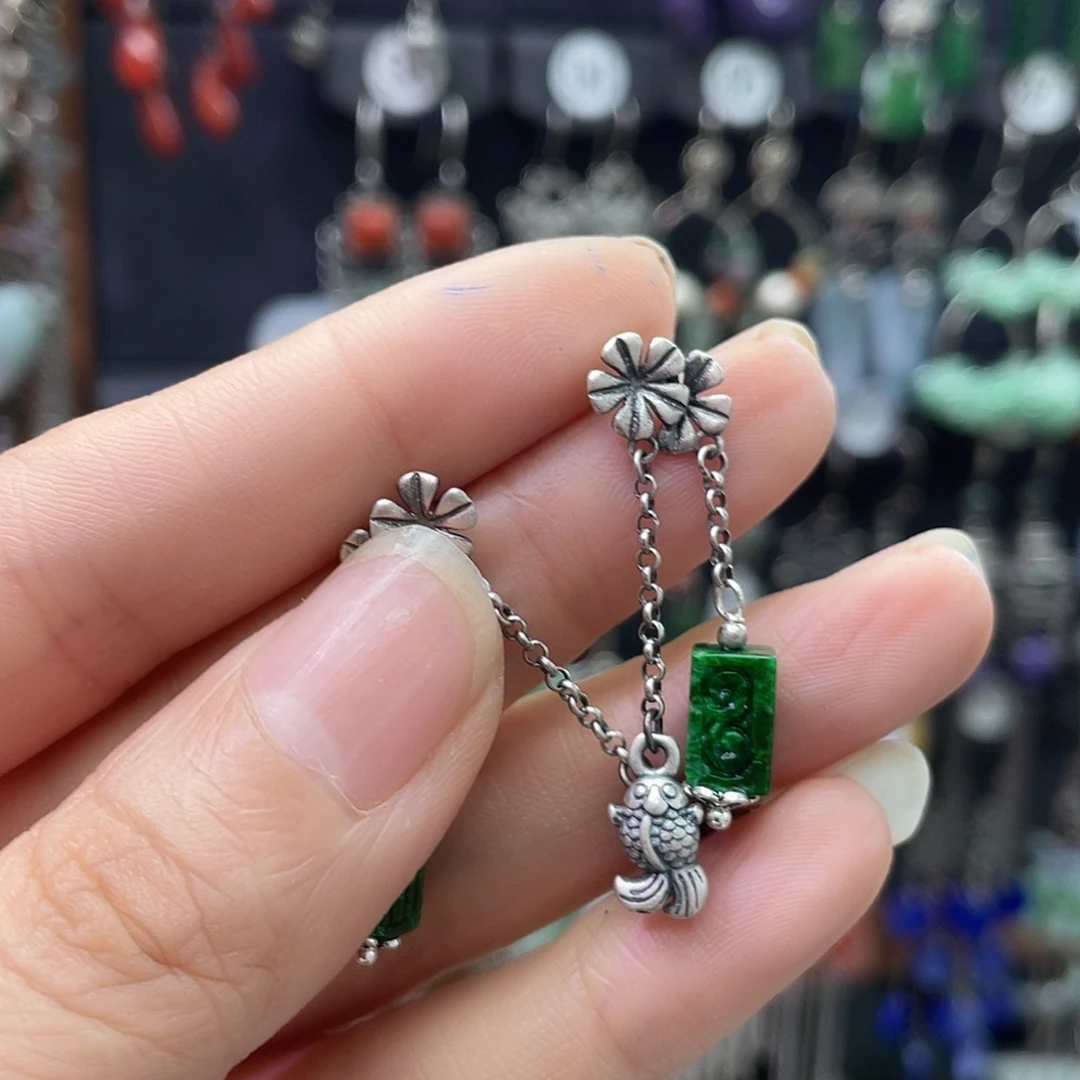 子***嫣翡翠银S925镶嵌耳饰888ghhgh