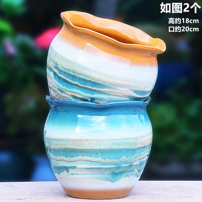 大口径三角梅老桩盆多肉花盆粗陶陶瓷山水画户外庭院家用绿植