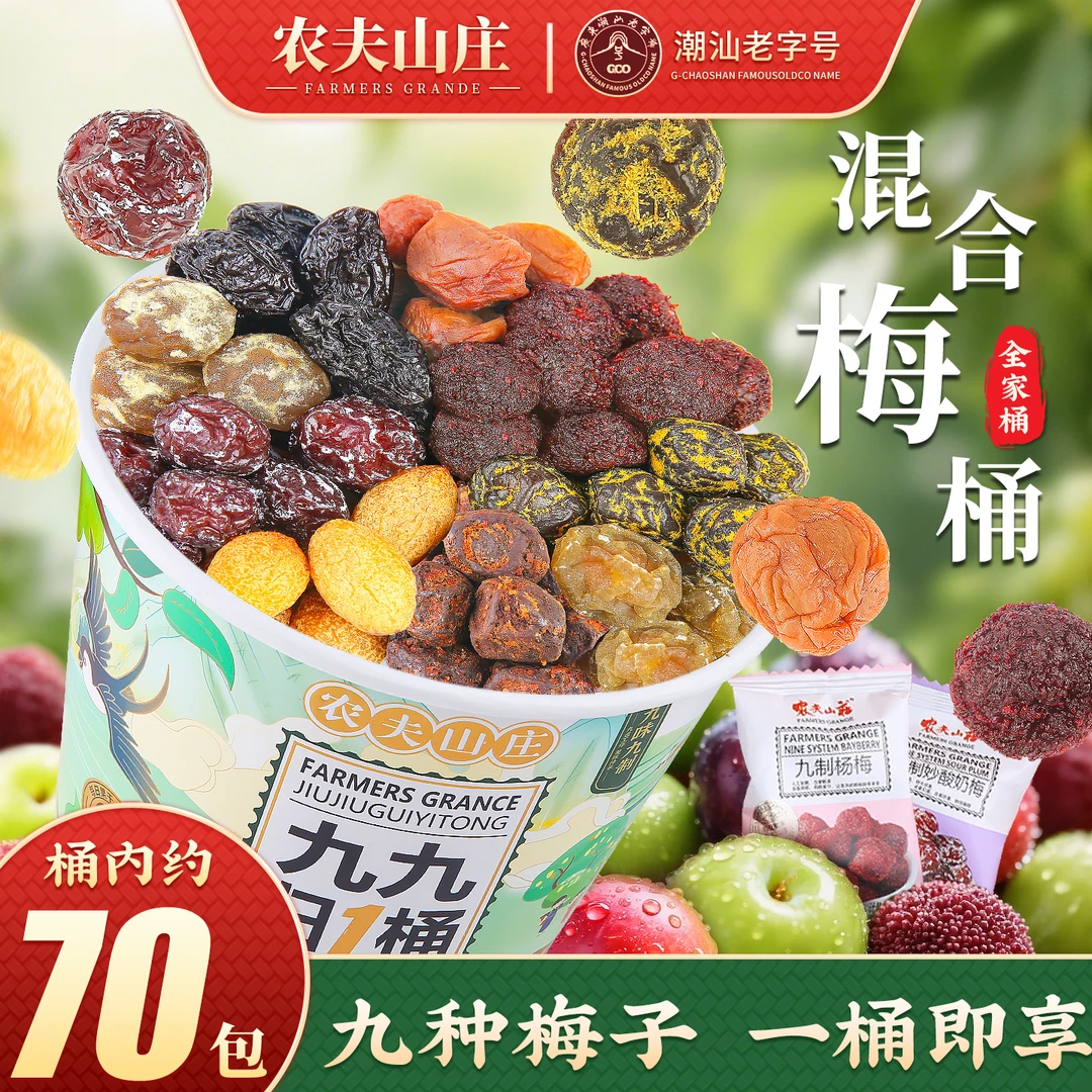 农夫山庄9种口味混合梅桶杨梅话梅果脯蜜饯组合独立小包装全家桶