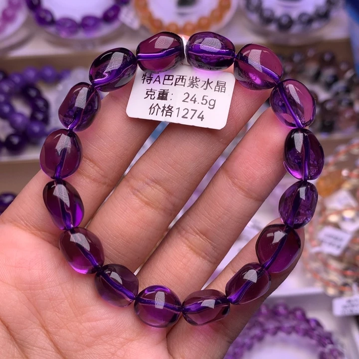 水晶手链未镶嵌高品质巴西紫水晶8.8