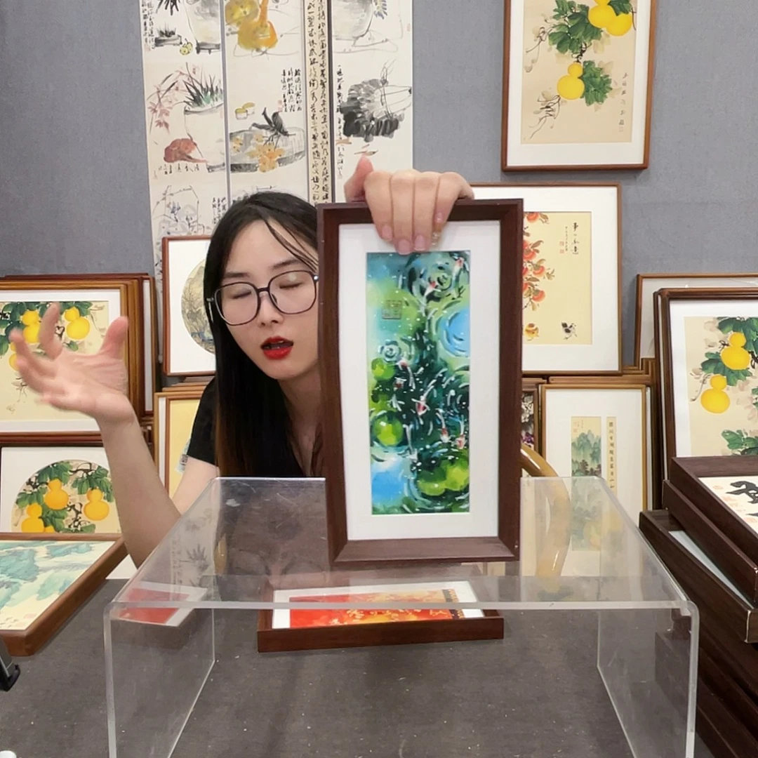 书法手绘带框尺寸：16*29