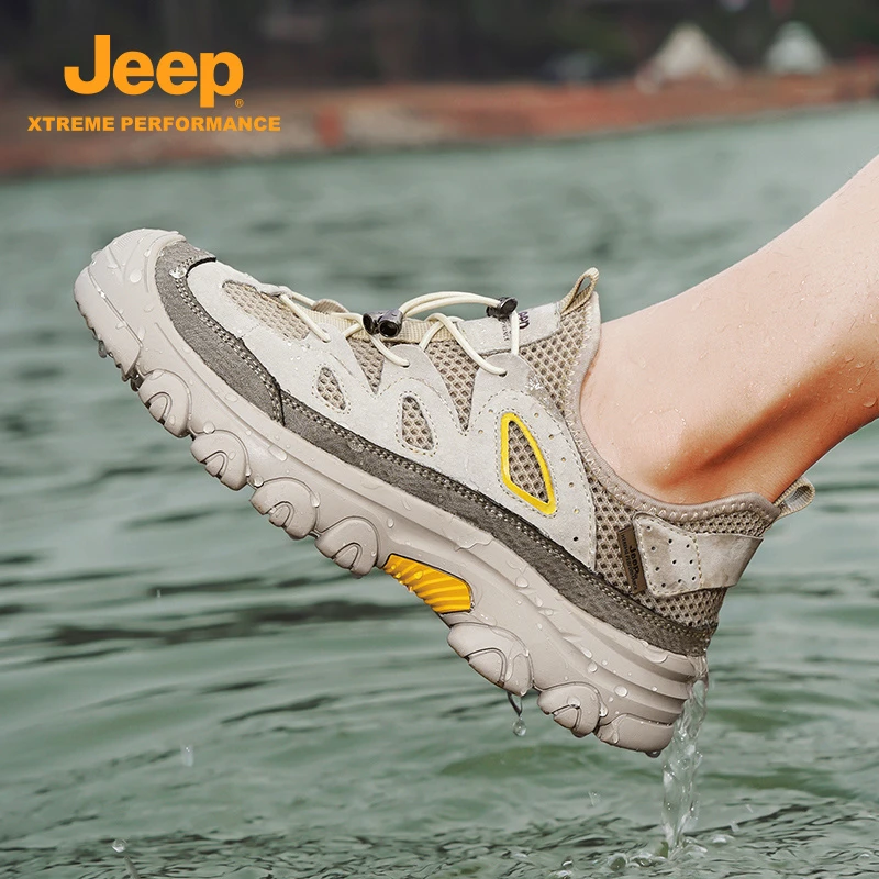 jeep吉普男鞋2025新冬季网面鞋户外休闲鞋男士透气厚底运动鞋男