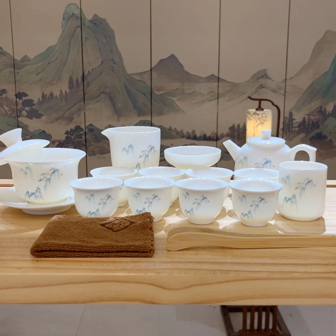 【都彩】高山流水羊脂玉瓷16头