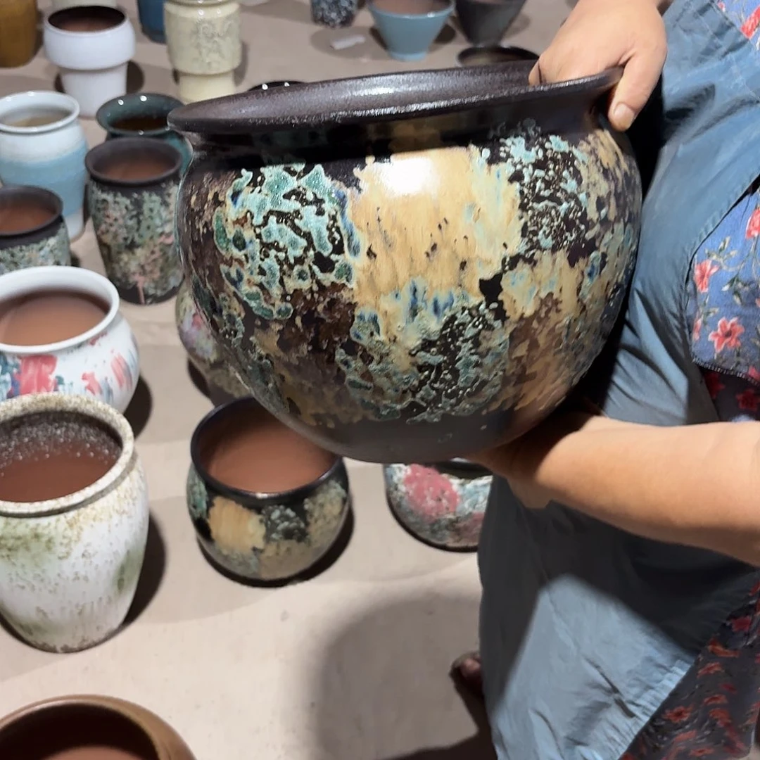 紫砂花盆口30高25