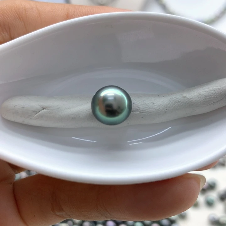 裸珠海水珍珠孔雀绿