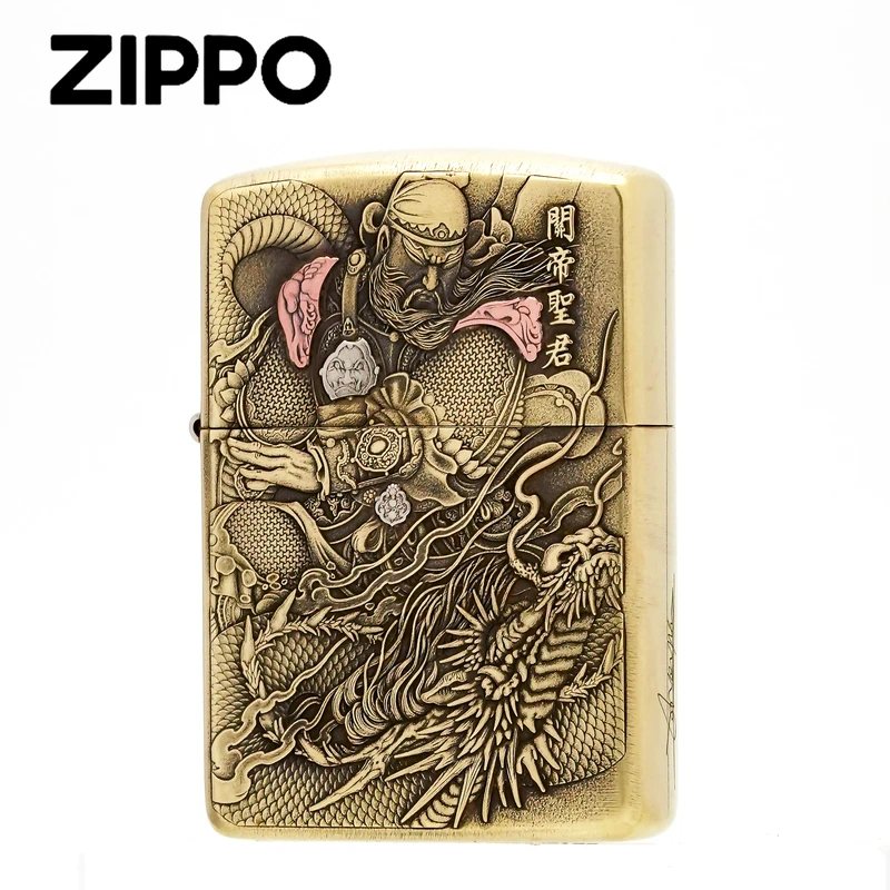 ZIPPO正品打火机/关公踏龙立体雕刻紫铜男士防风【达人专属】