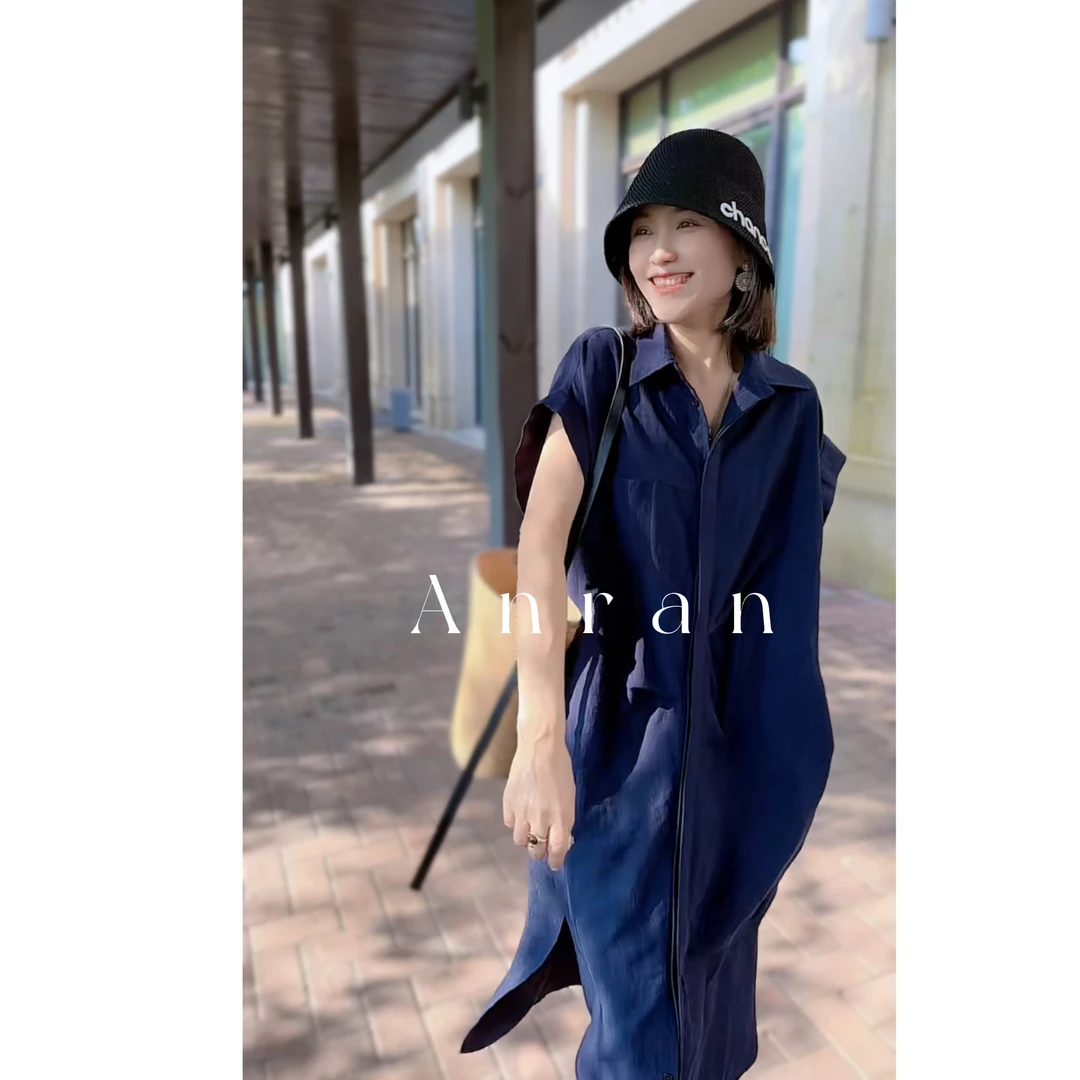 【Anran】夏季新款连衣裙设计感洋气显瘦休闲减龄中长款连衣裙3506