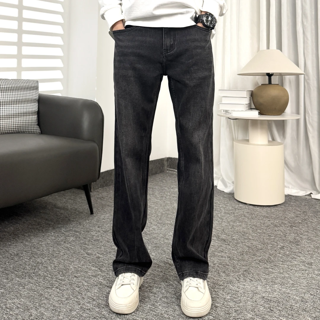 2025秋款潮牌微弹ins水洗美式牛仔裤百搭高街休闲牛仔裤时尚直筒