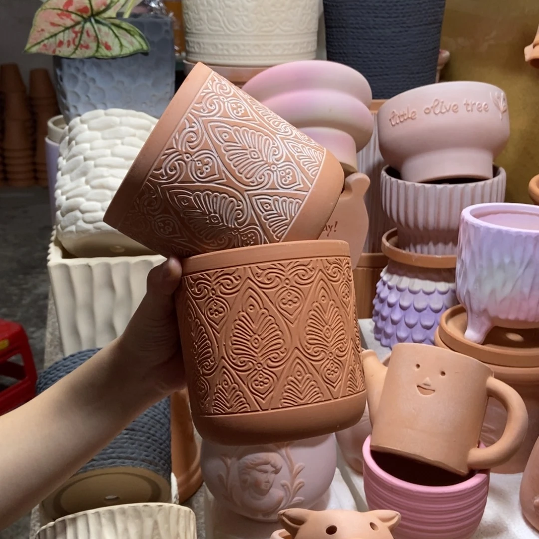 12×12几何直筒复古+红陶2个