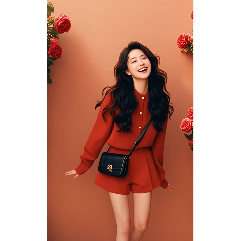 今年流行漂亮时尚套装女2024冬季新款小个子小众休闲针织衫两件套