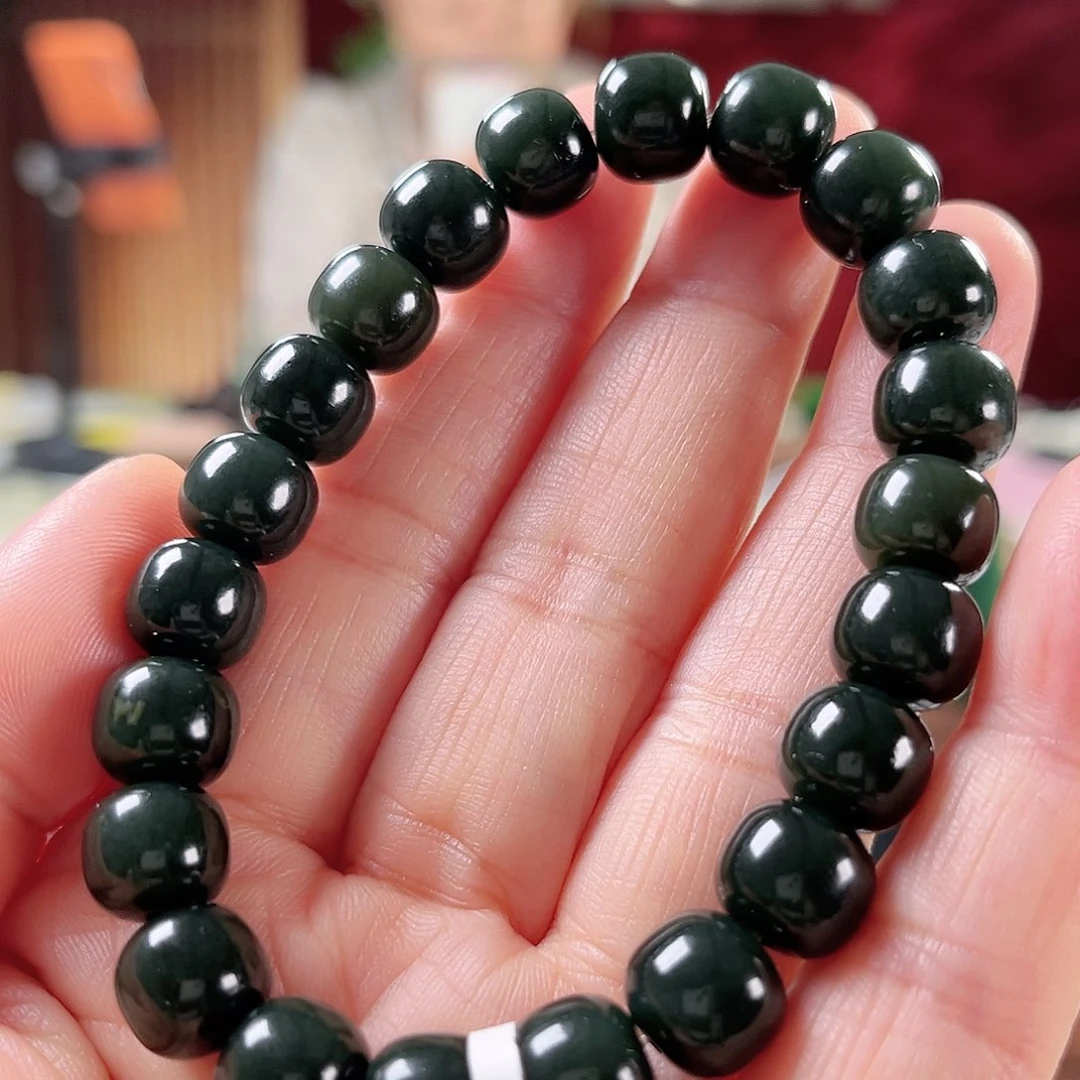 和田玉手链未镶嵌新疆和田玉沙枣青老型