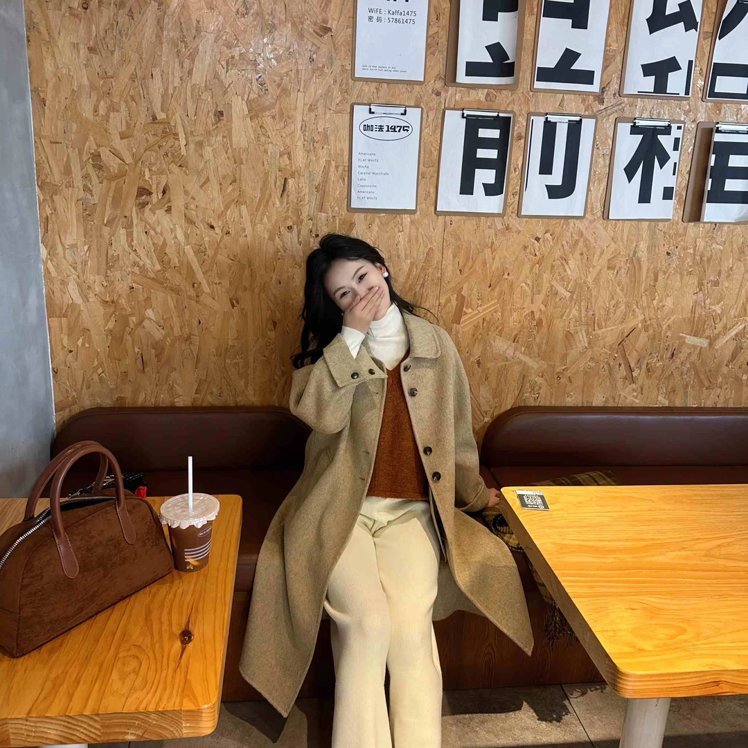 【汐汐妈专属】慵懒显瘦遮肉气质百搭小个子中长大衣女秋冬时尚韩版