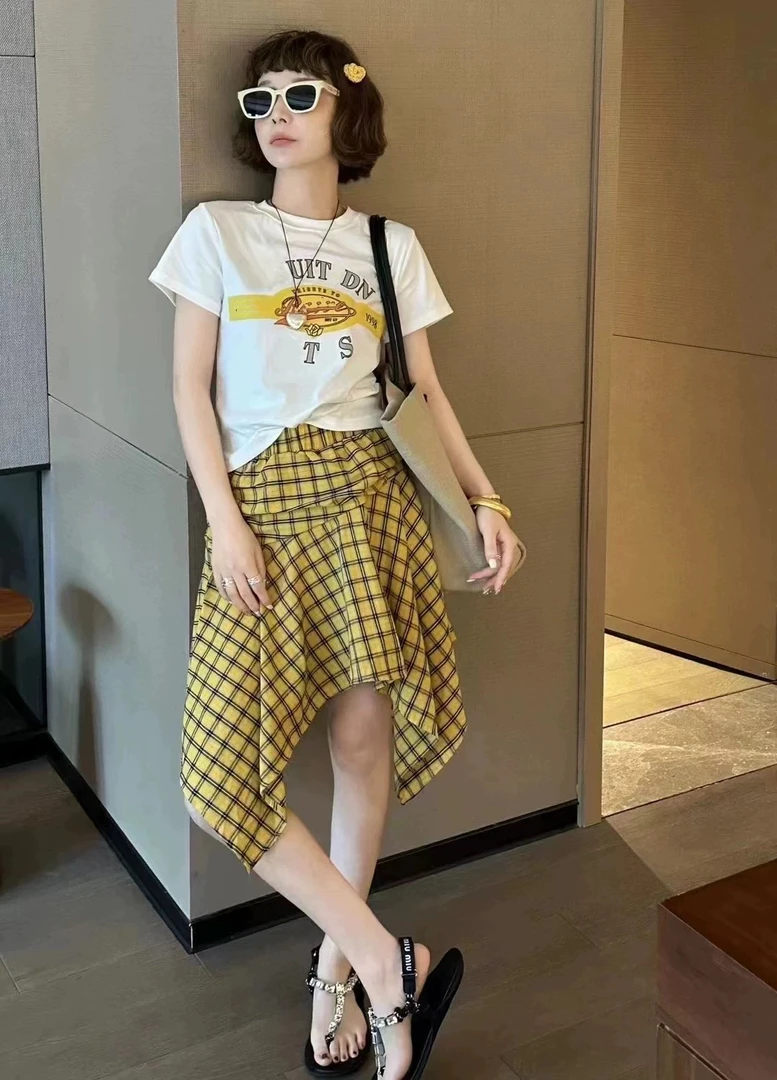 【6853】我#短袖上衣+裤裙【套装】