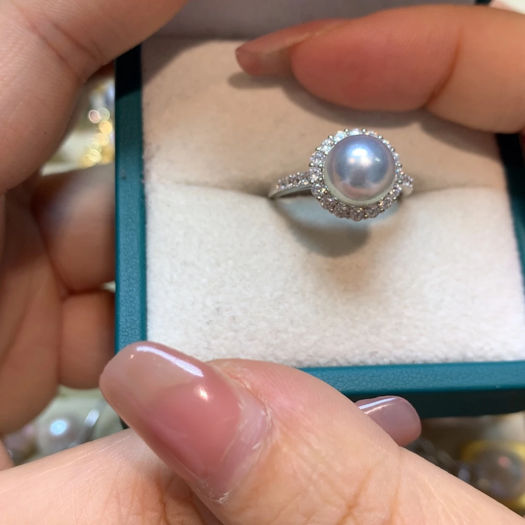 海水珍珠戒指银S925镶嵌
