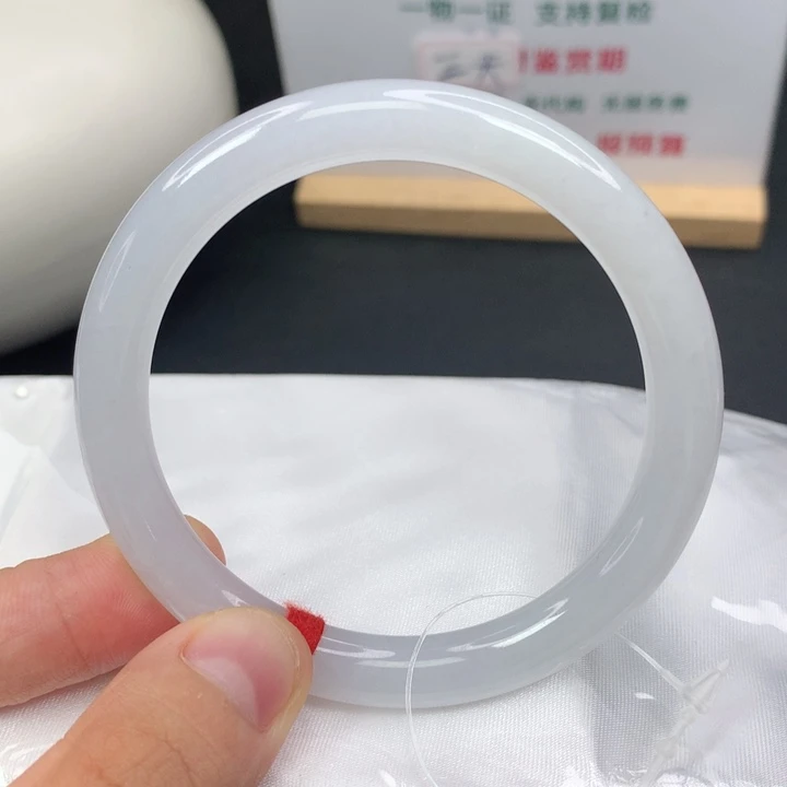 翡翠手镯未镶嵌54圈白月光圆条翡翠手镯