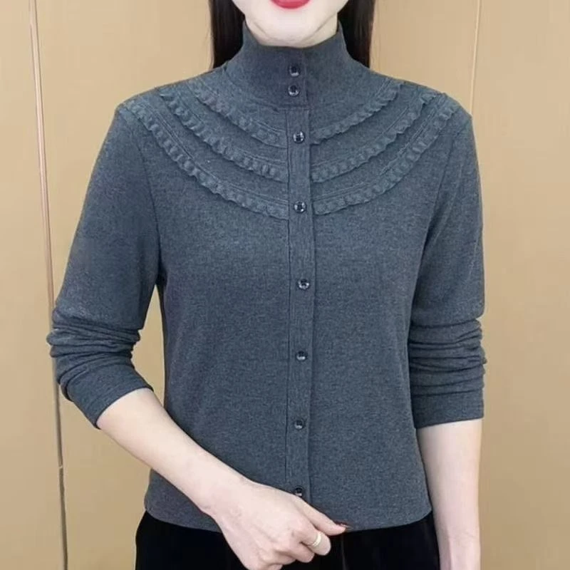 春秋双面德绒打底衫2025新款洋气减龄半高领百搭显瘦T恤上衣