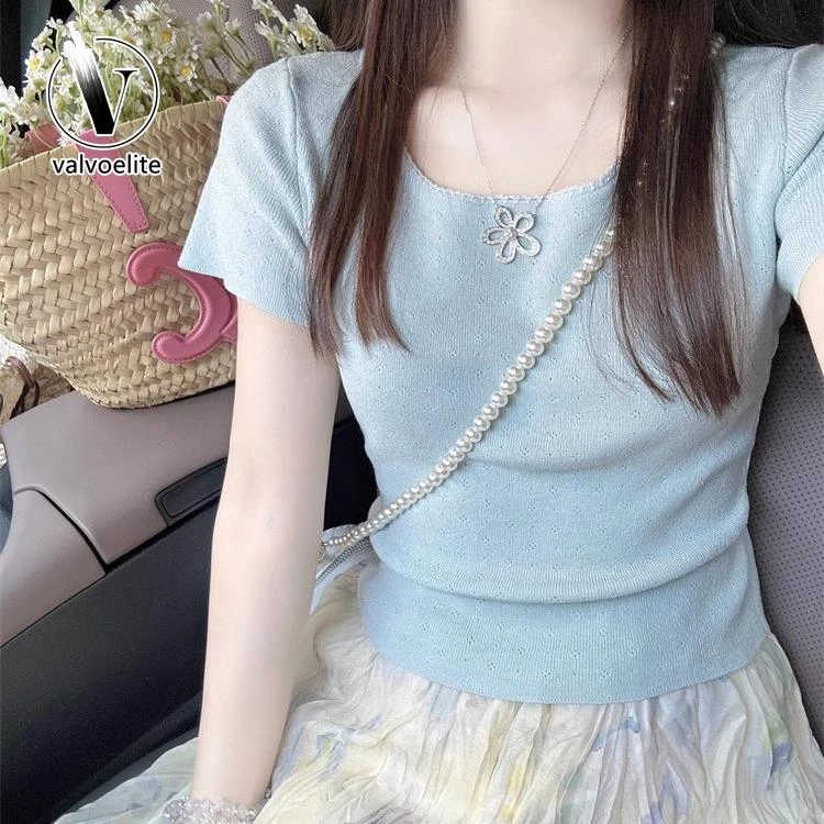 VALVOELITE纯欲辣妹风体恤女夏季薄款小个子短款时尚修身短袖上衣