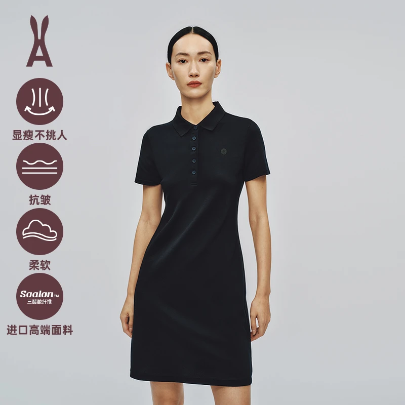 anodeto安欧兔【Polo连衣裙】针织翻领运动高尔夫网球裙速干抗皱
