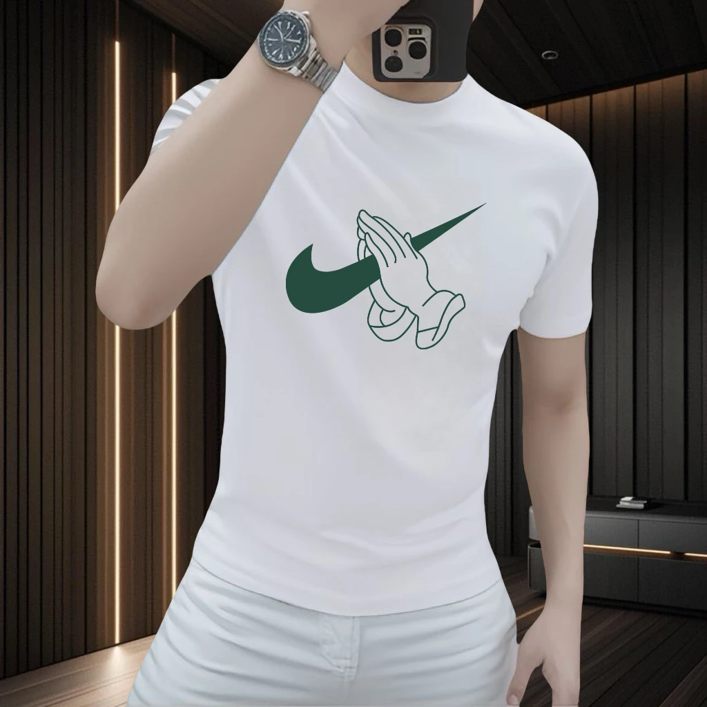 钩子印花短袖T恤男2025年夏季薄款潮流舒适上衣圆领卡通t恤衫男