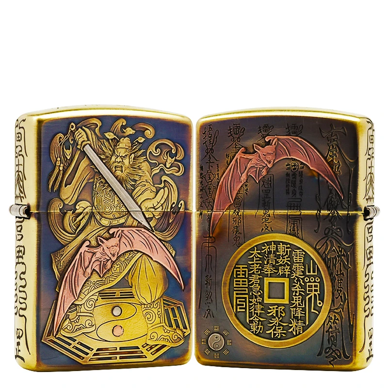 ZIPPO/之宝【钟馗蝙蝠】黄铜盔甲机正品煤油打火机KF-DF