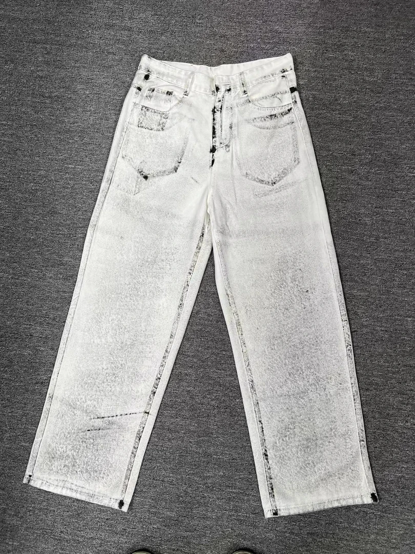 【36号编码】 水墨风做旧刷漆牛仔长裤