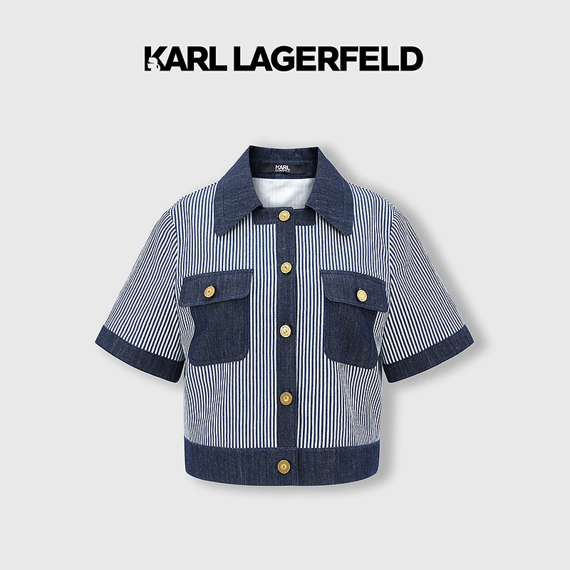 【丽公主专享】KARLLAGERFELD夏季款条纹牛仔衬衫老佛爷231L1444