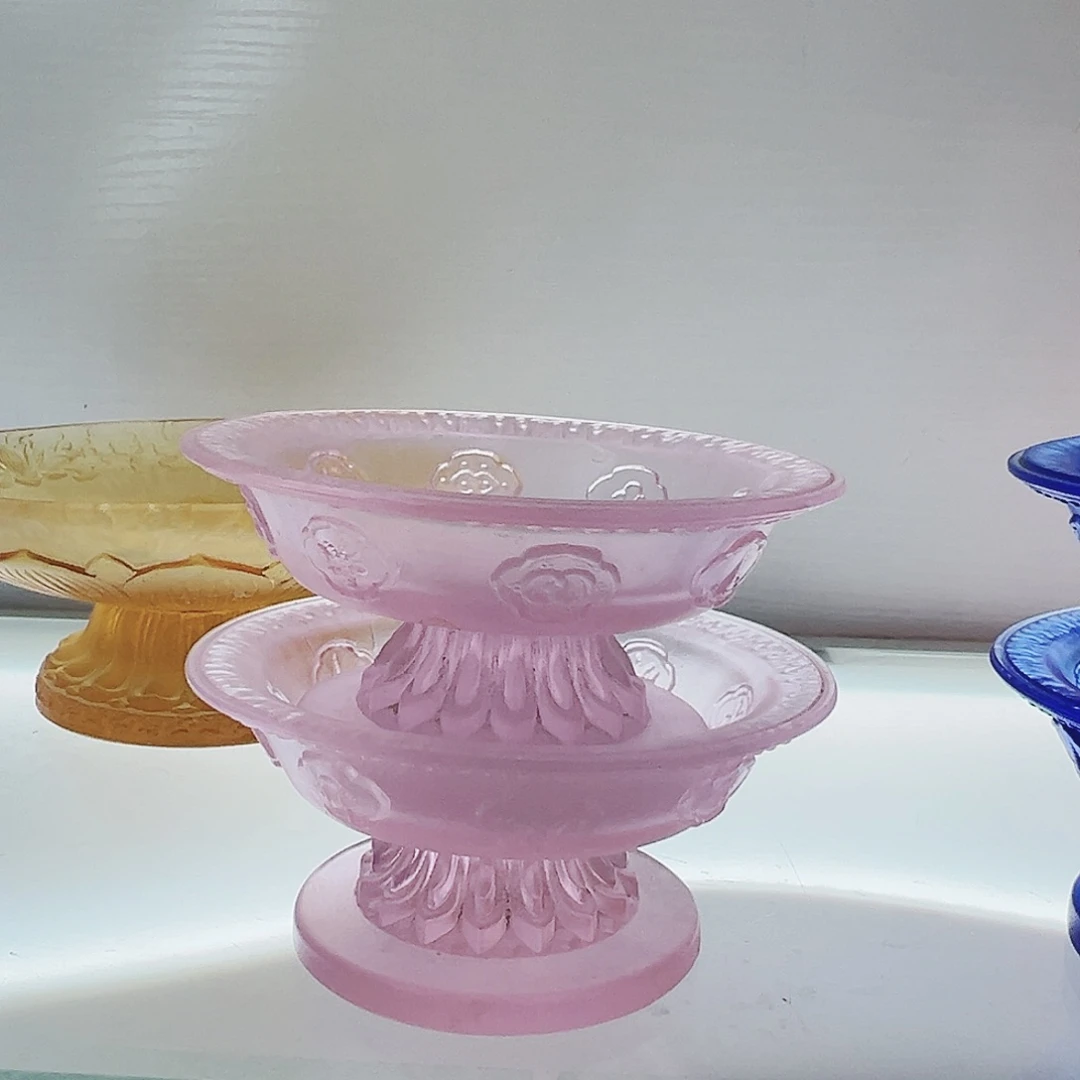 【闪购商品】手工艺品琉璃供盘一对