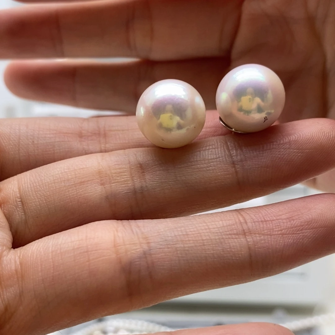 银S925镶嵌淡水珍珠耳饰