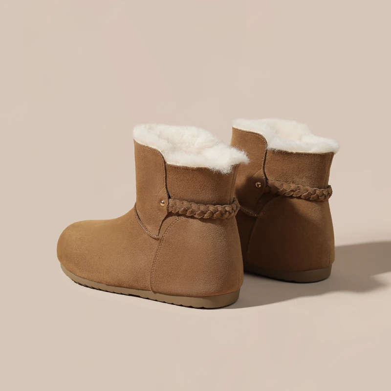 加绒雪地靴女2025冬季新款加厚保暖棉鞋复古配裙子勃肯短靴