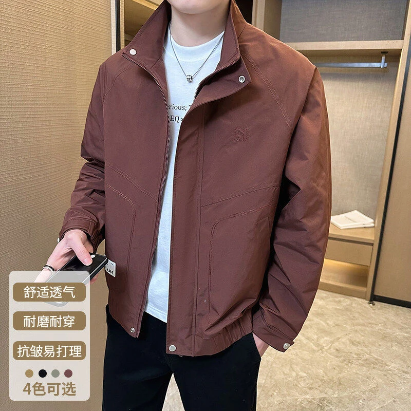 男士夹克衫春款透气新款立领工装潮流休闲外套简约时尚百搭韩版26