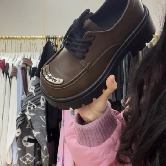 乐福鞋黄牛剖层皮革38码码数偏小一码咖色福利清版