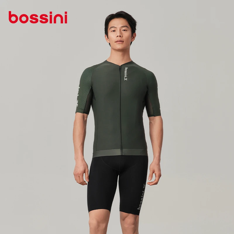 bossini/堡狮龙男款弹力透气短袖骑行服户外训练夏季