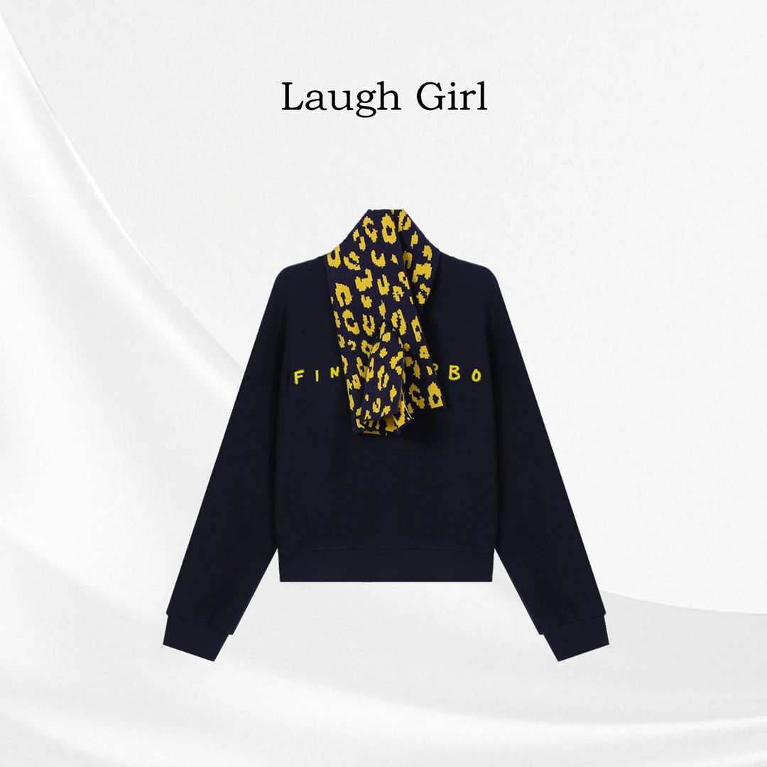 楚楚君 Laugh girl【调性卫衣】德绒立体绒感字母宽松卫衣VL55037J