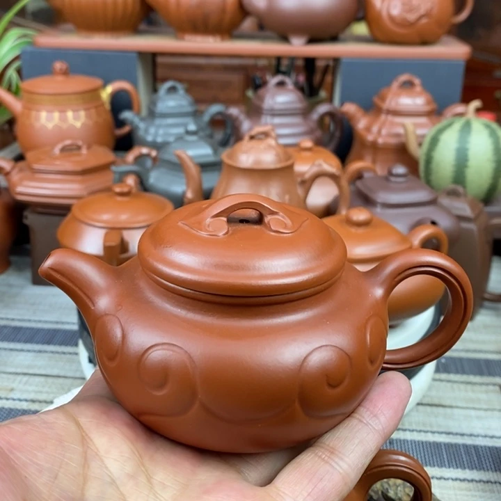 紫砂茶壶云肩如意120-220CC原矿朱泥特价
