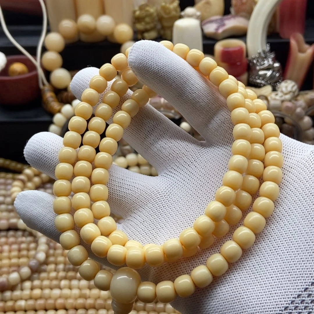 手串/手链杏核奶油黄8毫米108