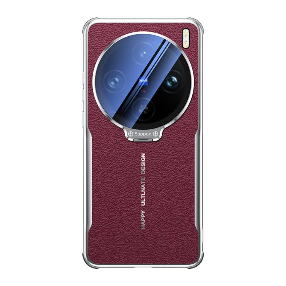 适用vivoX100pro手机壳镜头膜支架x100ultra轻奢素皮电镀软边防摔