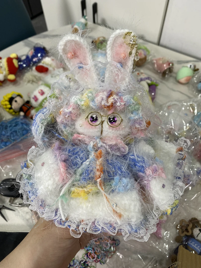 成品彩色糖糖兔DIY手工钩织玩偶