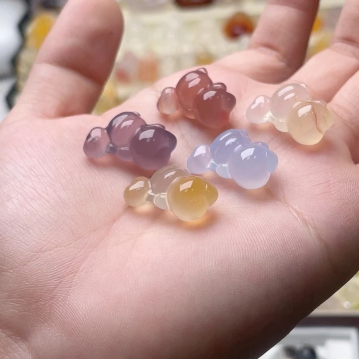 玛瑙/玉髓未镶嵌玛瑙爱心熊