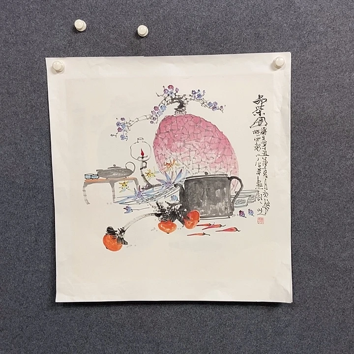 国画四尺斗方花鸟一幅